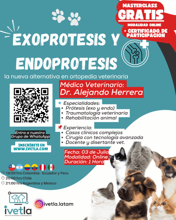 🐾 Masterclass Gratuita – Prótesis y Rehabilitación Funcional en Mascotas
